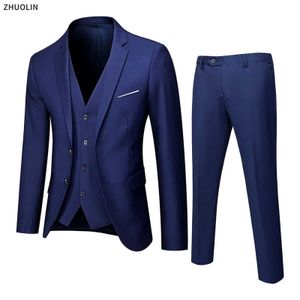 Costumes masculins Blazers Veste pour hommes Ensemble 3 pièces Elegant Wedding Business Business Formal Vest Pantal