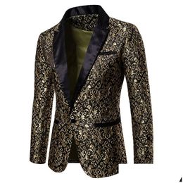 Costumes pour hommes Blazers Hommes Hommes Costume Jacquard Design De Mode Affaires Casual Slim Fit Blazer De Mariage Mâle Veste Manteau Livraison Directe Ap Dh3E4