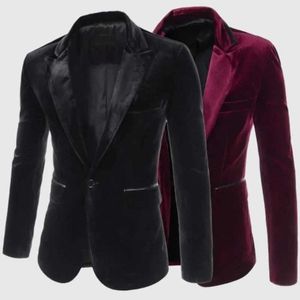 Costumes masculins Blazers Mens New Commercial Coluroy Ultra-Thin Slim Flmting Small Tinfit One Piece Single Pith Set Q240507