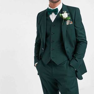 Costumes masculins Blazers Mens Set Green Grooms Tailcoat Jacket Slim Fit Robe Vest Pantal