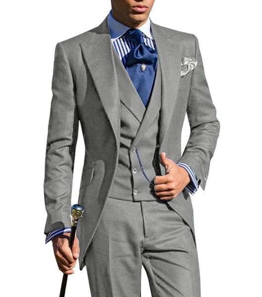 Trajes de hombre Blazers Hombre Slim Fit 3 piezas Business Grey Purple Jacket Tuxedos Blazer blanco para boda Novio Prom Evening (Blazer Vest Pan