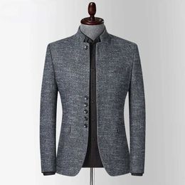Costumes masculins Blazers Mens Sports Jacket Stand Up Collar Ultra-Thin Smart Smart Casual High Quality Chinois Seashing Q240507