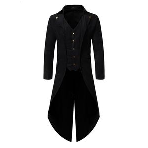 Costumes pour hommes Blazers Hommes Steampunk Noir Tailcoat Veste Médiévale Gothique Manteau Veste Hommes Pirate Viking Renaissance Formel Tuxedo Manteaux Costume Homme 230329