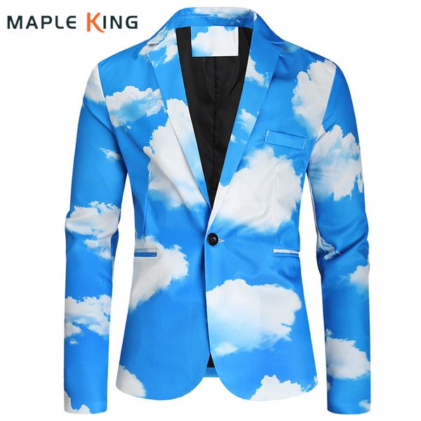 Costumes pour hommes Blazers Hommes costume vestes ciel nuages 3D imprimé Blasers Hombre décontracté affaires fête robe de mariée manteau de fête hommes Blazer Homme 4XL 230912