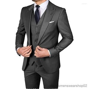 Costumes pour hommes Blazers hommes costumes coupe ajustée smoking Costume de fête de mariage pour hommes Blazer gilet pantalon affaires formel Costume Homme