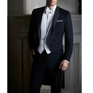 Trajes masculinos blazers hombres vestidos de novia de tres piezas solapa de pecho de pecho masculina balón de masa delgada de ajuste elegante Q240507