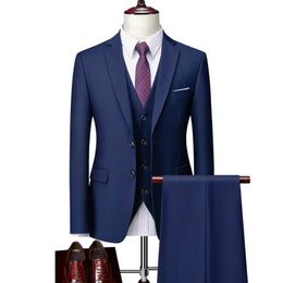 Herenpakken Blazers Mens Ultradun Set Business Casual driedelige driedelige jasbroek Broek Vest/Heren Wedding Bruidegom Broer Taille Q240507