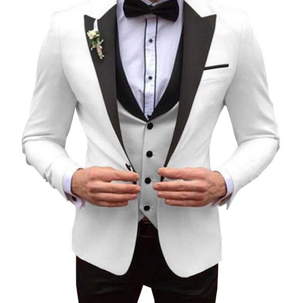 Costumes pour hommes Blazers Costumes blancs pour hommes Slim Fit 3 pièces Veste d'affaires Tuxedos Blazer gentleman pour mariage Groom Prom Evening Party School 220909
