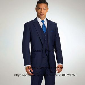 Costumes pour hommes Blazers Bleu marine pour hommes Affaires formelles Blazer Hombre Slim Fit Mariage Marié Smoking 3 Pièces Quotidien Veste Gilet Pantalon Costume Homme 230731