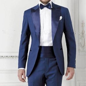 Herenpakken Blazers Navy Blue Prom Men Pak Kleding Bruidegom Draag Tuxedos Bridegom Mens 2023 (jasbroek Bow Tie) Terno Masculino Casame