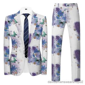 Costumes pour hommes Blazers nouveaux hommes costume d'affaires décontracté 2 pièces ensemble mode hommes Bar KTV danse fête Slim Fit Blazers veste et pantalon