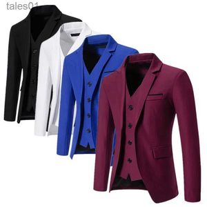 Herenkostuums Blazers Nieuwe heren Nep tweedelig jasje Zwart / Koningsblauw Wit Mode Heren Zakelijk Sociaal Bruiloft Schoolfeest Feestjurk Blazerjas yq240401