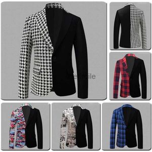 Trajes para hombres Blazers Blazer con estampado de periódico Slim Fit Prom Party Club Blazer Chaqueta de traje para hombre DJ Host Stage Diseñador de bodas Blazer de algodón Homme S-5XL YQ231101