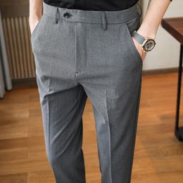 Herenpakken blazers pantalon homme mode 2022 lente mannen jurk pak broek solide slim fit bedrijf formele slijtage casual broek zwart