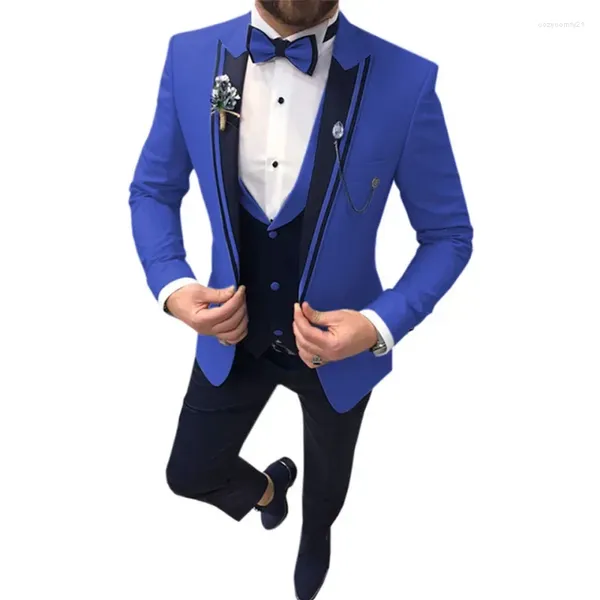 Trajes para hombre Blazers Pantalones Chaleco Conjuntos de 3 piezas / 2024 Moda Casual Boutique Traje de negocios Chaqueta de boda Abrigo Pantalones Chaleco