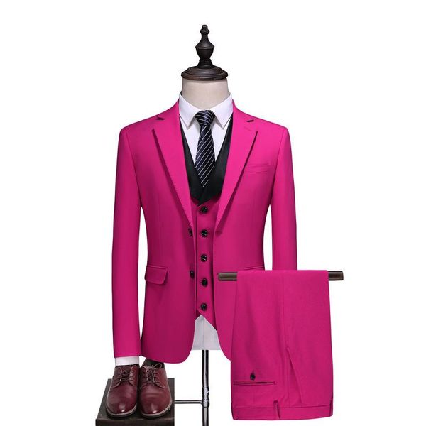 Trajes de hombre Blazers Paradise Pink Suit 3Set Moda Ocasión especial Fiesta / Noche Muesca Ajuste a medida Un solo pecho Dos botones S-5XL
