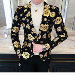 Herrenanzüge Blazer Party Anzug Jacke für Männer Rosenmuster Silber Gold Bühnenkostüme Mode Lässig Blazer Kleid Herbst Ar207i