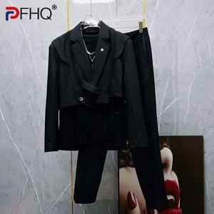 Trajes de hombre Blazers PFHQ Otoño Darkwear Original Ultra Short Fashion High Quality Business Niche Design Cool Pantalones 21Z1250 230728