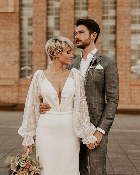 Trajes de hombre Blazers piezas hombres gris tartán hecho a medida boda Real imagen ajuste Slim esmoquin enarbolado solapa Blazer abrigo de negocios PantMen's