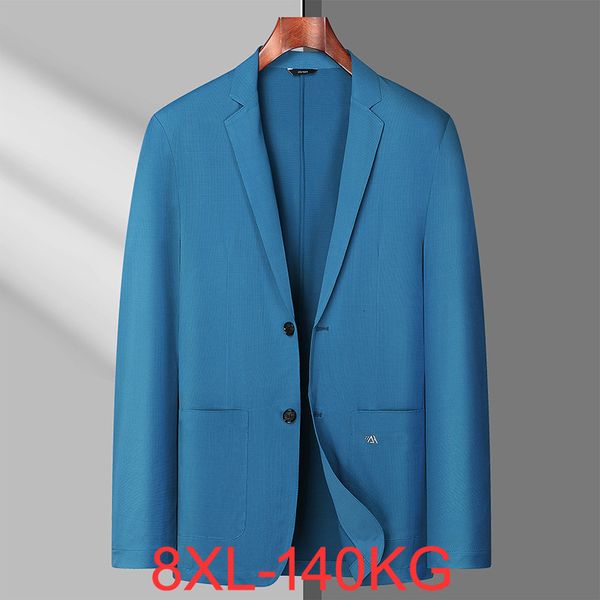 Costumes pour hommes Blazers grande taille printemps été mince Shi glace soie respirant Stretch costume décontracté 7XL veste 8XL 140KG 230630