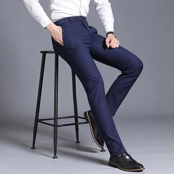 Costumes pour hommes Blazers couleur pure costume formel pantalon noir vin rouge bleu marine gris taille 29 30 31-38 Slim Fit hommes affaires décontracté Tro