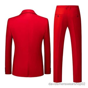 Costumes pour hommes Blazers Couleur pure costume 3 pièces pour hommes de mariage veste veste veste veste pantalon mode slim fit blazer pantalon rouge bleu rouge vert