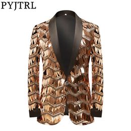 Trajes para hombres Blazers PYJTRL de gama alta Champagne Gold Long Borla Lentejuelas Escenario Cantante Banquete Boda Novio Traje Chaqueta 221124