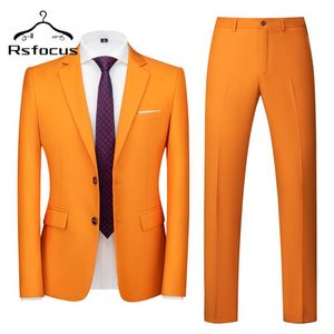 Costumes pour hommes Blazers Rsfocus Arrivée Orange Hommes Costume Set Mariage formel pour Slim Fit Groom Tuxedo Veste avec pantalon 2 pièces 283o