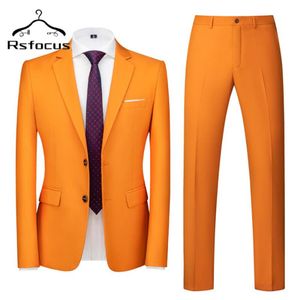 Costumes pour hommes Blazers Rsfocus Arrivée Orange Hommes Costume Set Mariage formel pour Slim Fit Groom Tuxedo Veste avec pantalon 2 pièces 258w