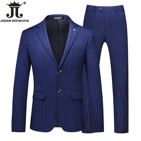 Costumes pour hommes Blazers S-5XL Blazer et pantalon marque haut de gamme Boutique mode rayé costume d'affaires formel pour hommes ensemble deux pièces robe de mariée marié 231116