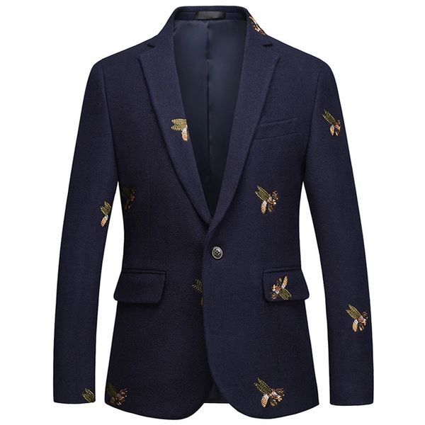 Men's Suits Blazers S-6XL Boutique mode broderie hommes décontracté affaires Blazer mâle mince costume veste bleu marine mariage Banquet manteau mâle 231025