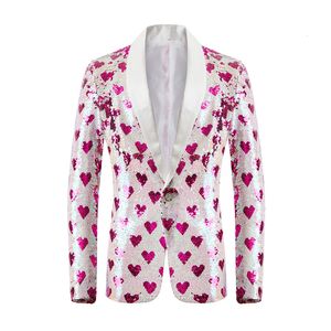 Costumes pour hommes Blazers s Love Heart Paillettes Blazer Costume Veste De Mariage Marié Tuxedo Scène Chanteur Costume Homme XXXL 221122