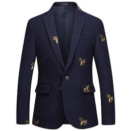 Trajes para hombres Blazers S6XL Boutique Moda Bordado Casual Business Blazer Hombre Chaqueta de traje delgada Azul marino Abrigo para banquete de boda 231114