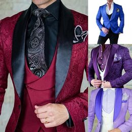 Trajes de hombre Blazers Venta de hombres Patrón y Novio negro Esmoquin Chal Satén Solapa Padrinos de boda Hombre Chaqueta Pantalones Chaleco Corbata C691 230720