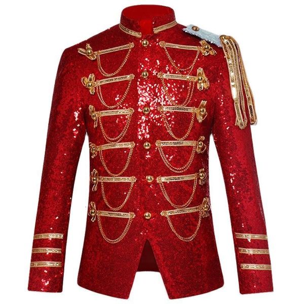 Costumes masculins Blazers Sequin Embellied Veste Scène STAQUE S SUIR MILITAIRE DRABLE TUXEDO SHOW SHOW DJ Costume Homme 221124