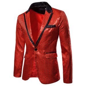 Costumes pour hommes Blazers Sequin Party Manteau Hommes Charme Casual Performance Veste Un Bouton Fit À Manches Longues Nuit Club Tops 221128