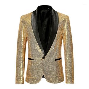 Costumes pour hommes Blazers brillant Gold Sequin Bling Bling Blazer Men 2021 SHAWL CLAR CLARD DJ MENS JACKE