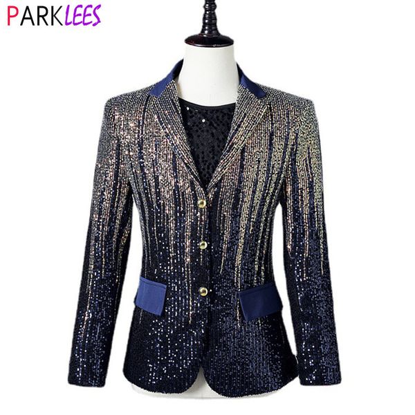 Costumes masculins Blazers brillant à bande rayée Suisse étincelante veste veste hommes revers slim fit blazers mens stage magic show scegle club club costume homme 230130