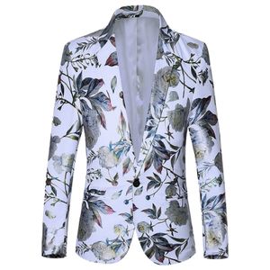 Pakken voor heren Blazers met enkele knop en bloemenprint Blazer Mannen Formeel Slim Fit Bruiloft Jas Pak Heren Blazzer Hombre Streetwear 231110