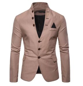 Costumes pour hommes Blazers Slim Fit Men Suit Veste Fashion Mens Mens Casual Blazer Stand Collar Party Costume solide