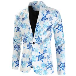 Costumes pour hommes Blazers flocon de neige graphique costume noël Navidad costume veste cadeau de noël année Blazers vacances fête loisirs décontracté Terno Masculino 231128