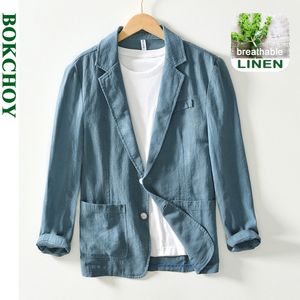 Herenpakken Blazers Spring casual linnen en katoenen safari pakken voor mannen kleding vaste kleur blazers heren jassen oversized BL988 230425