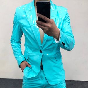 Costumes pour hommes Blazers Printemps Multicolore Miroir Veste en cuir brillant Ensemble de haute qualité pour hommes Veste en cuir en dentelle douce Veste en cuir personnalisée Discothèque 6XL 230406