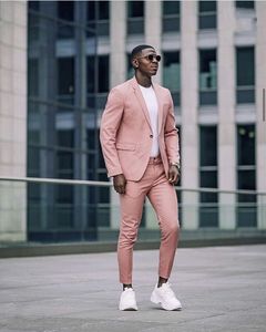 Costumes pour hommes Blazers Street Style Dusty Pink Hommes 2 Pièces Blazer Ensembles Formelle Manteau Pantalon Conception Sur Mesure Homme avec Pantalon 230404