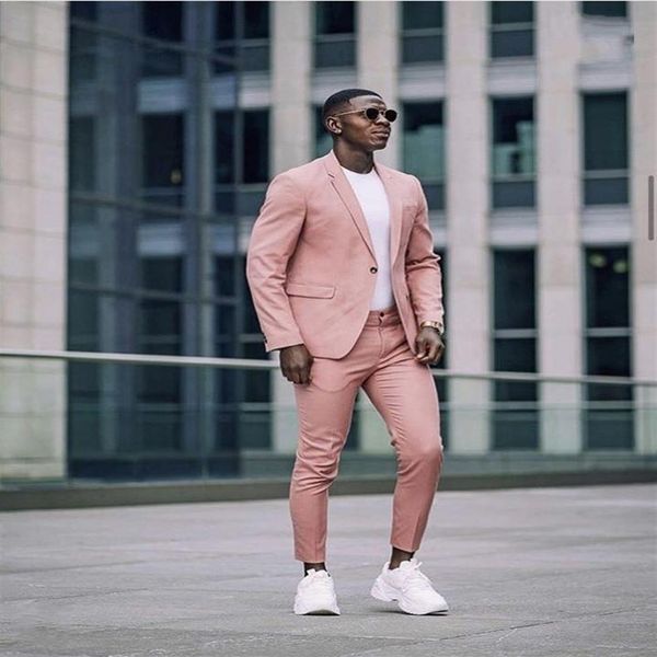 Trajes de hombre Blazers Street Style Dusty Pink Men 2 piezas Formal Coat Pant Design Tailor Made Man With Pants2166