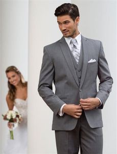 Trajes de hombre Blazers estilo S solapa de muesca de un solo pecho gris carbón novio esmoquin traje trajes de boda chaqueta pantalones chaleco corbata