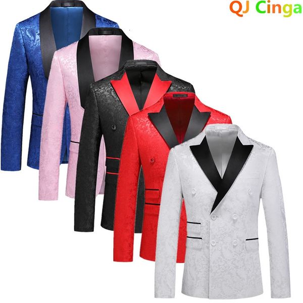 Costumes pour hommes Blazers élégant hommes costume manteau de fête de mariage robe manteau hommes bleu rouge noir Menteau à la mode mince Version Blazer veste 231018