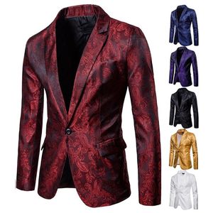 Herenpakken Blazers Pak Heren Dark Patroon Designer Modieuze één-knop Blazer Jacket Slim-Fit Red Shirt Men