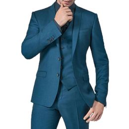 Herenpakken Blazers Pak Vestbroek 3 PCS Set Fashion Casual Boutique Business Solid Color Wedding Brader Troebed Wail 221202