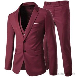 Herenpakken Blazers Pak Vest broek 3 stuks sets / heren één knop